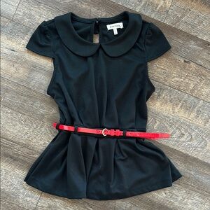 Monteau Black Top with Red Belt